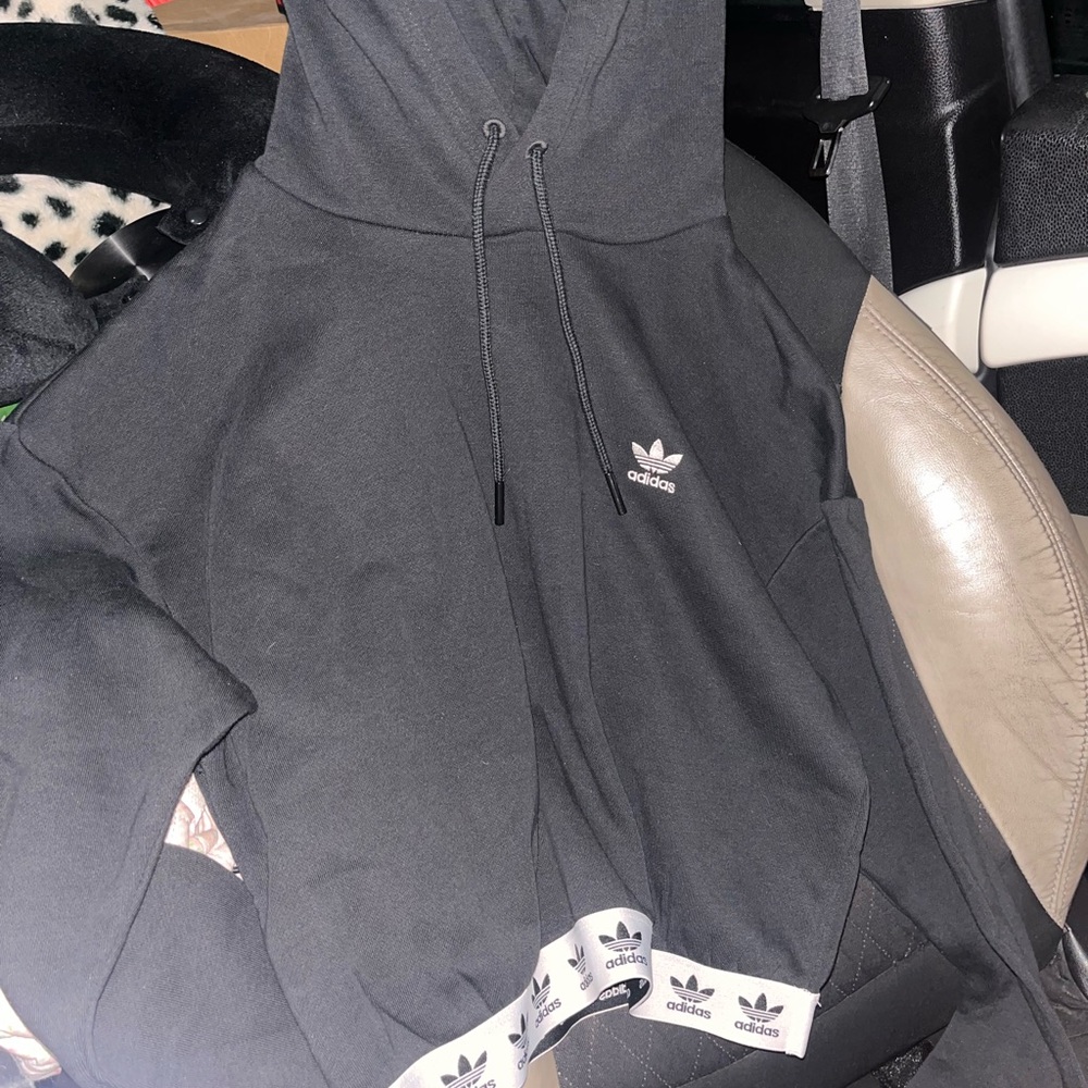 Adidas Charcoal Hoodie with Logo Band